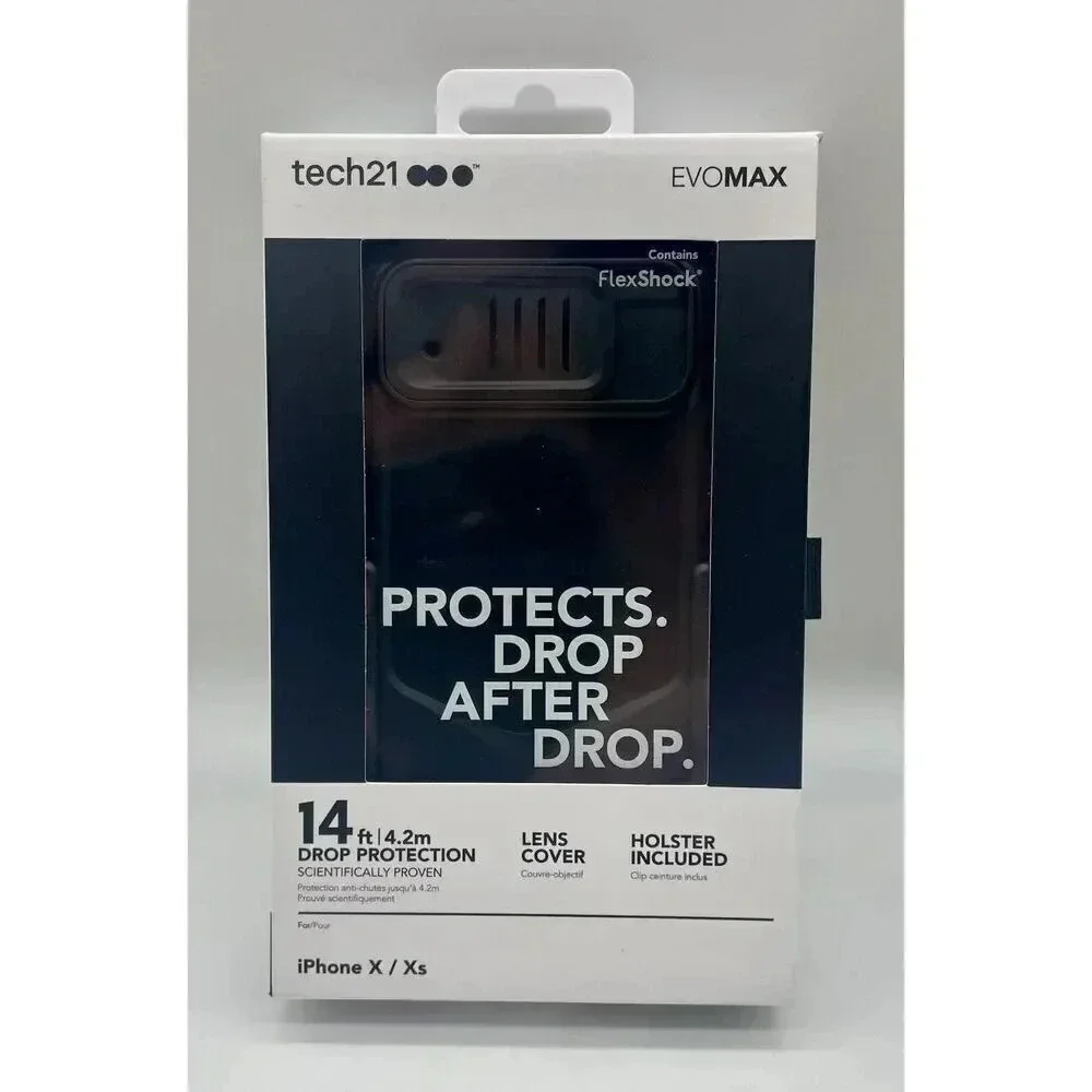 Tech21 Evo Max Phone‎ Case for iPhone X & XS Belt Holster Lens Cover Heavy Duty
